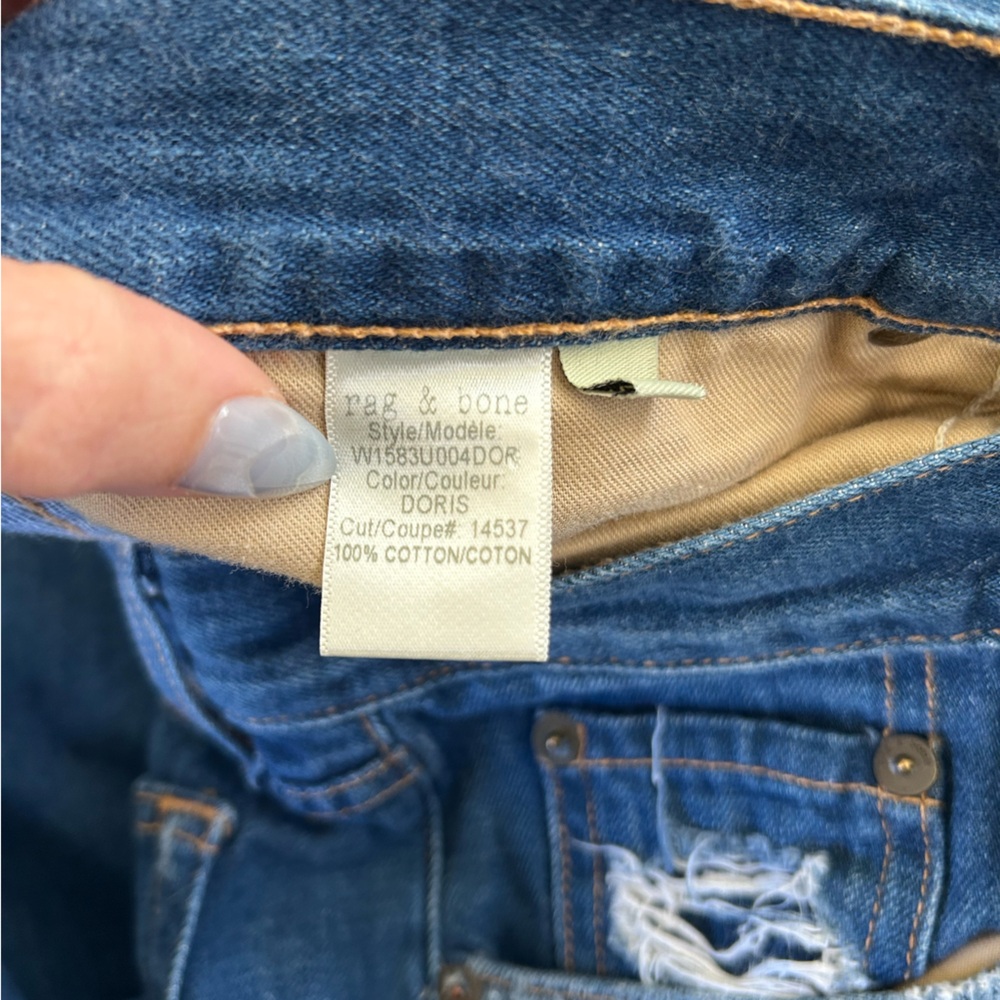 Rag & Bone Doris X Boyfriend Cotton distressed cropped jeans Size 25 - Picture 7 of 7